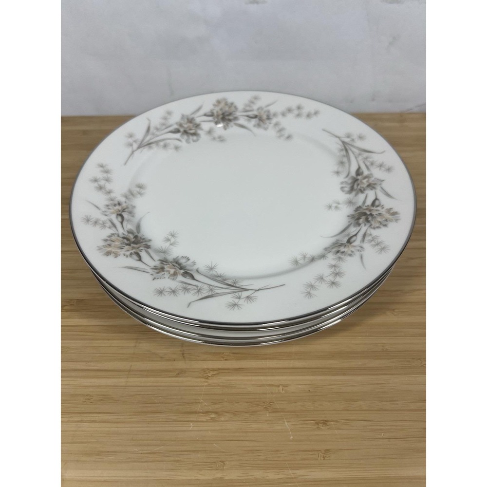 H&C Selb Heinrich Bavaria Salad‎ Plates 8" Gray Floral Platinum Set of 4